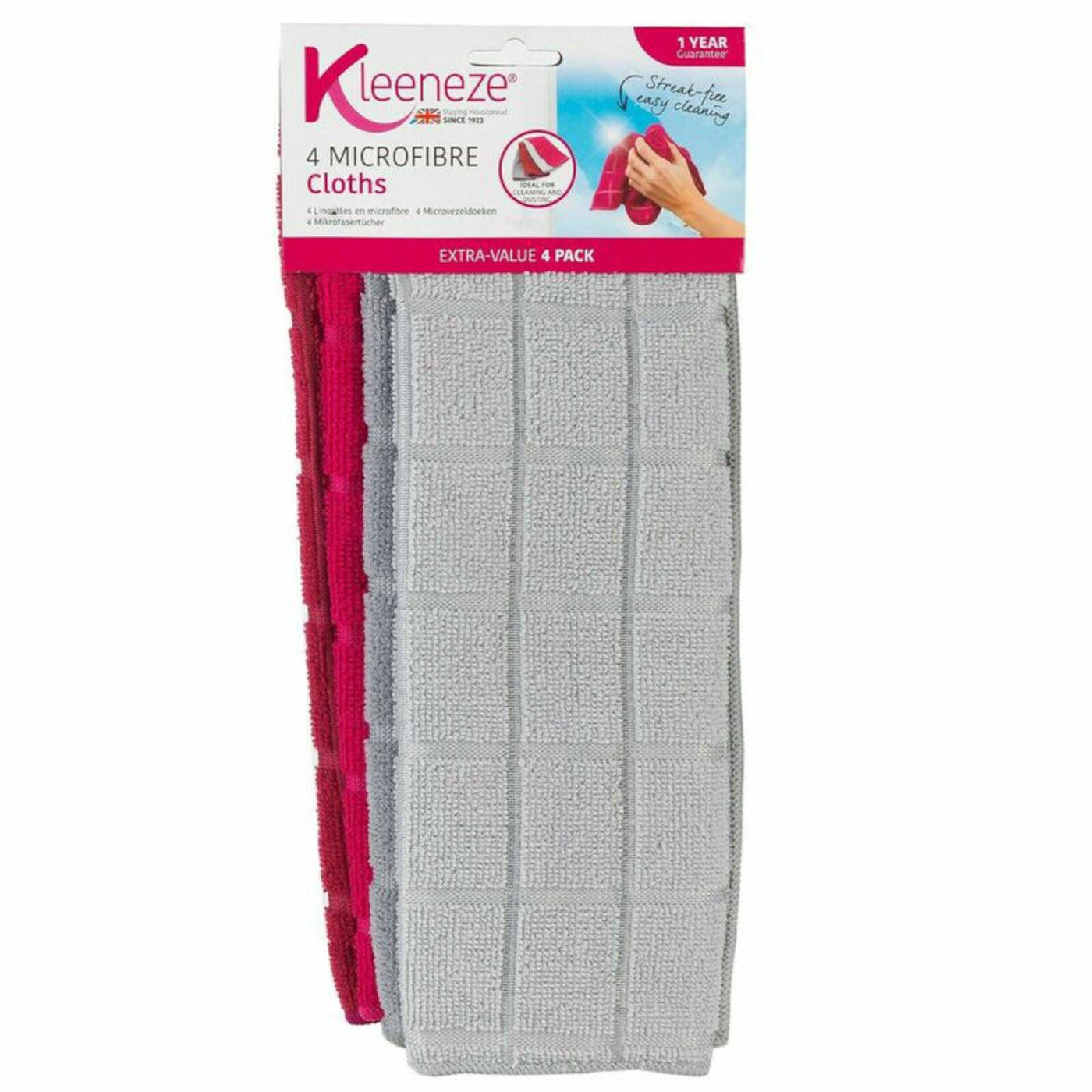 Kleeneze Microfibre Cloths 4 Pack Assorted Colours