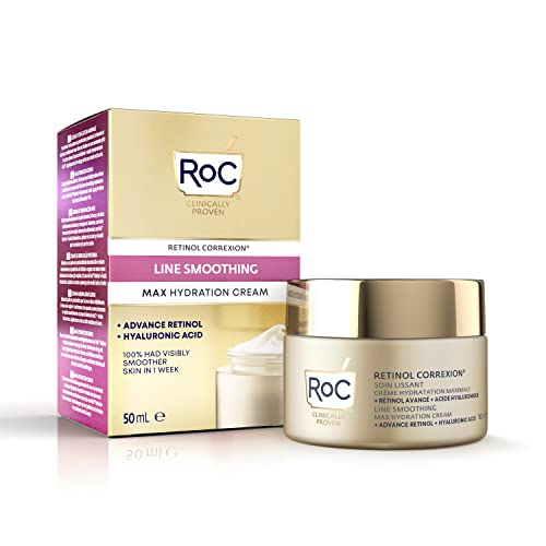 RoC  Retinol Correxion Line Smoothing Max Daily Hydration  Intensive AntiWrinkle and AntiAging Face Moisturiser  with Hyaluronic Acid  50 ml