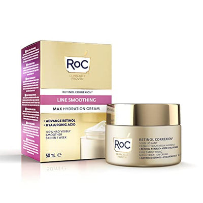 RoC  Retinol Correxion Line Smoothing Max Daily Hydration  Intensive AntiWrinkle and AntiAging Face Moisturiser  with Hyaluronic Acid  50 ml