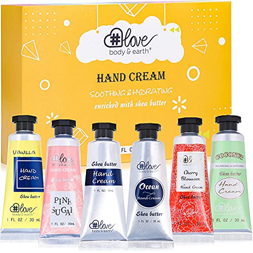 Hand Cream Set  Pack of 6 Hand Cream Gift Set Enriched with Shea Butter and Glycerin for Dry Hands Travel Size Hand Cream Gifts for Women Birthda