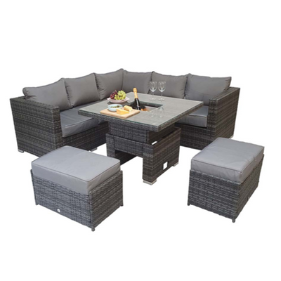 Georgia Corner Hi/Low Dining Set Grey With Ice Bucket