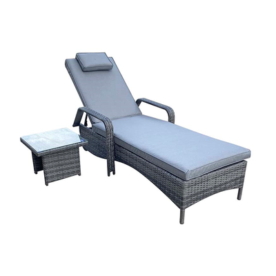 Savannah Single Sunbed Grey With Side Table